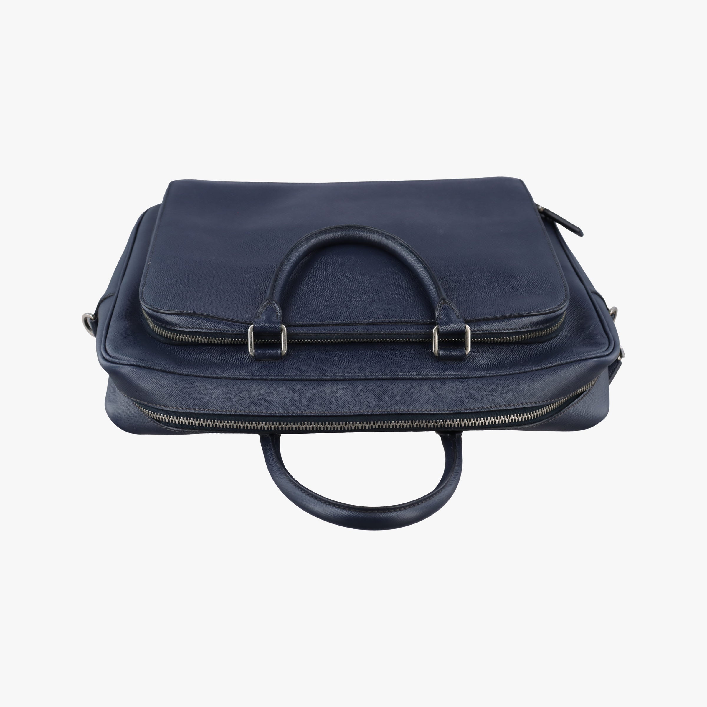 Vintage Prada Triangle Logo Plate Navy Saffiano Leather  shoulderbag | stylenewstar