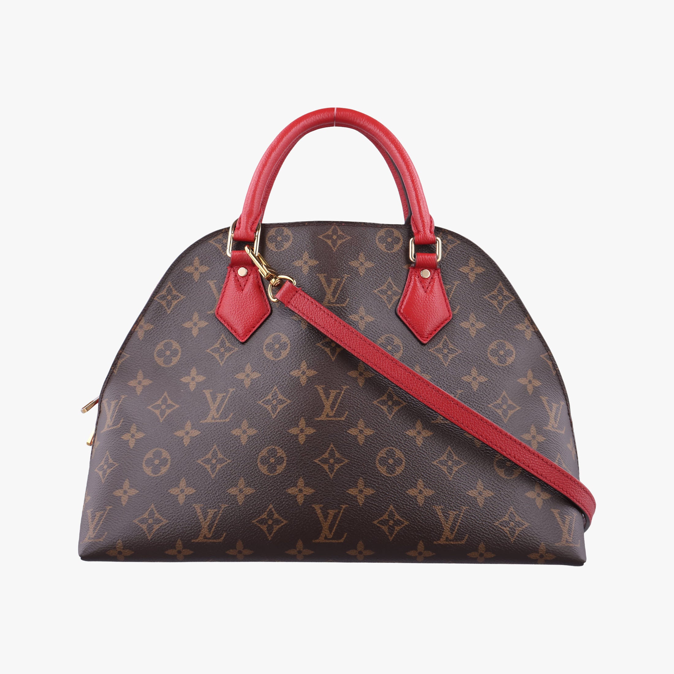 Pre-owned Louis Vuitton Alma Bag Into Bag Brown×Rouge Monogram Canvas M41779 shoulderbag | stylenewstar