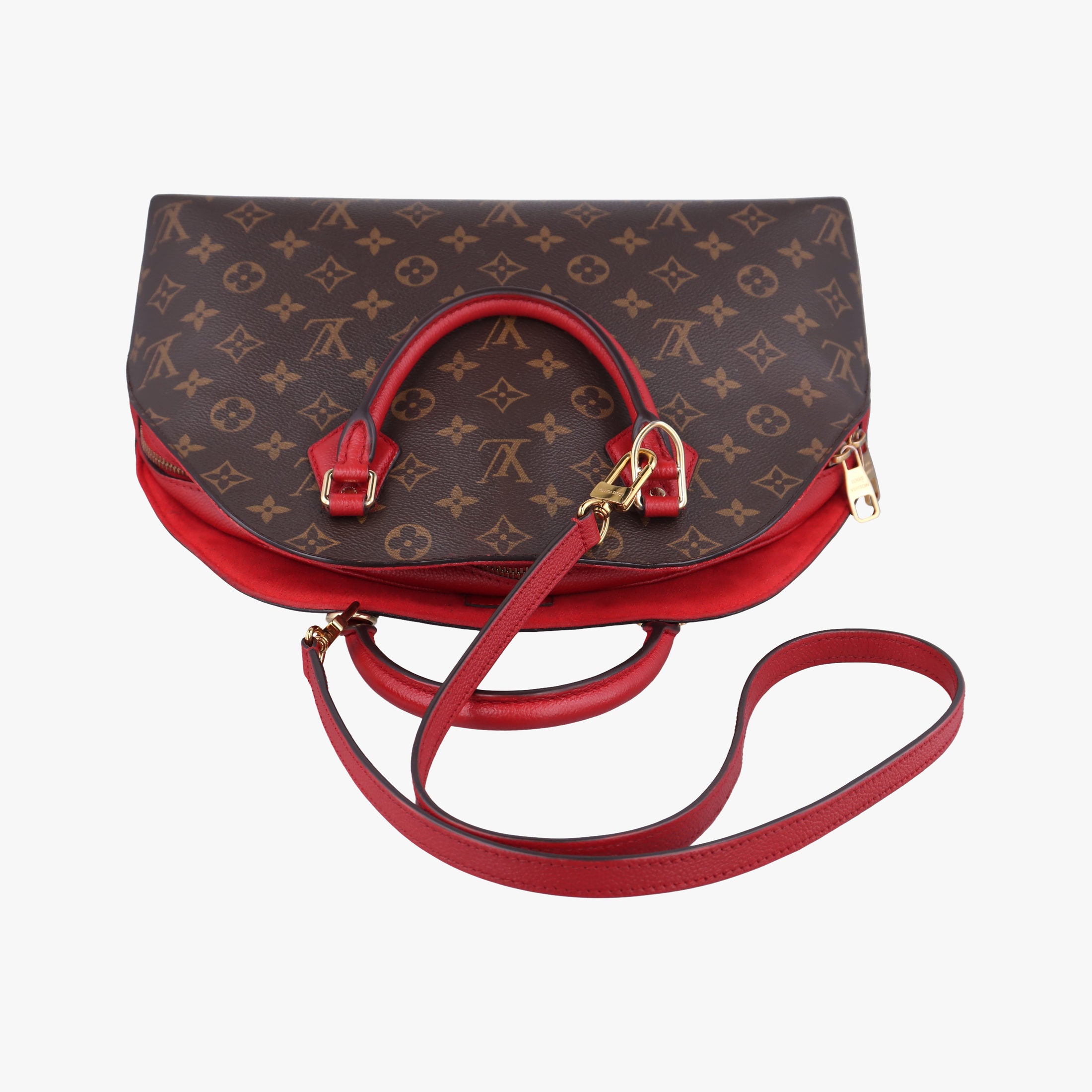 Pre-owned Louis Vuitton Alma Bag Into Bag Brown×Rouge Monogram Canvas M41779 shoulderbag | stylenewstar