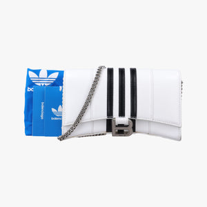 Pre-owned Balenciaga Hourglass adidas White x black Leather  shoulderbag | stylenewstar