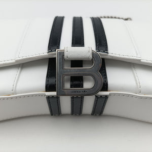 Pre-owned Balenciaga Hourglass adidas White x black Leather  shoulderbag | stylenewstar