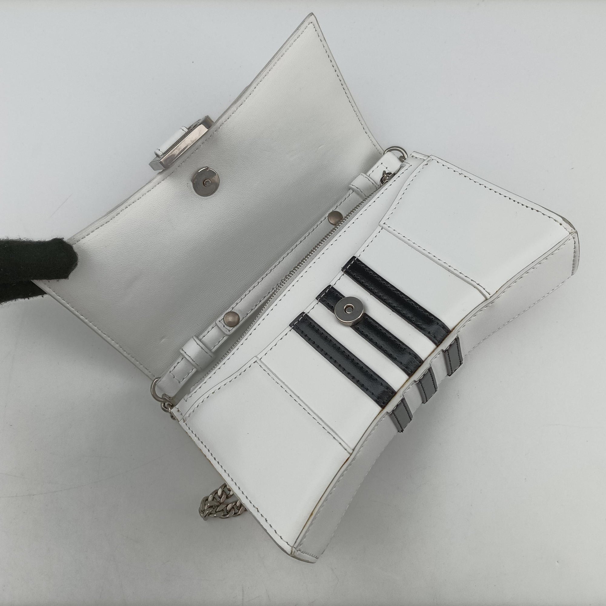 Pre-owned Balenciaga Hourglass adidas White x black Leather  shoulderbag | stylenewstar