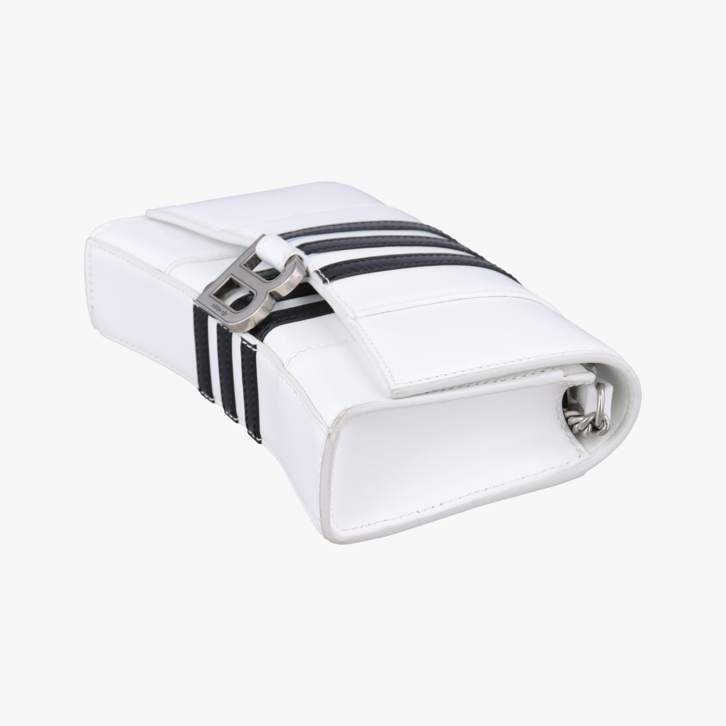 Pre-owned Balenciaga Hourglass adidas White x black Leather  shoulderbag | stylenewstar