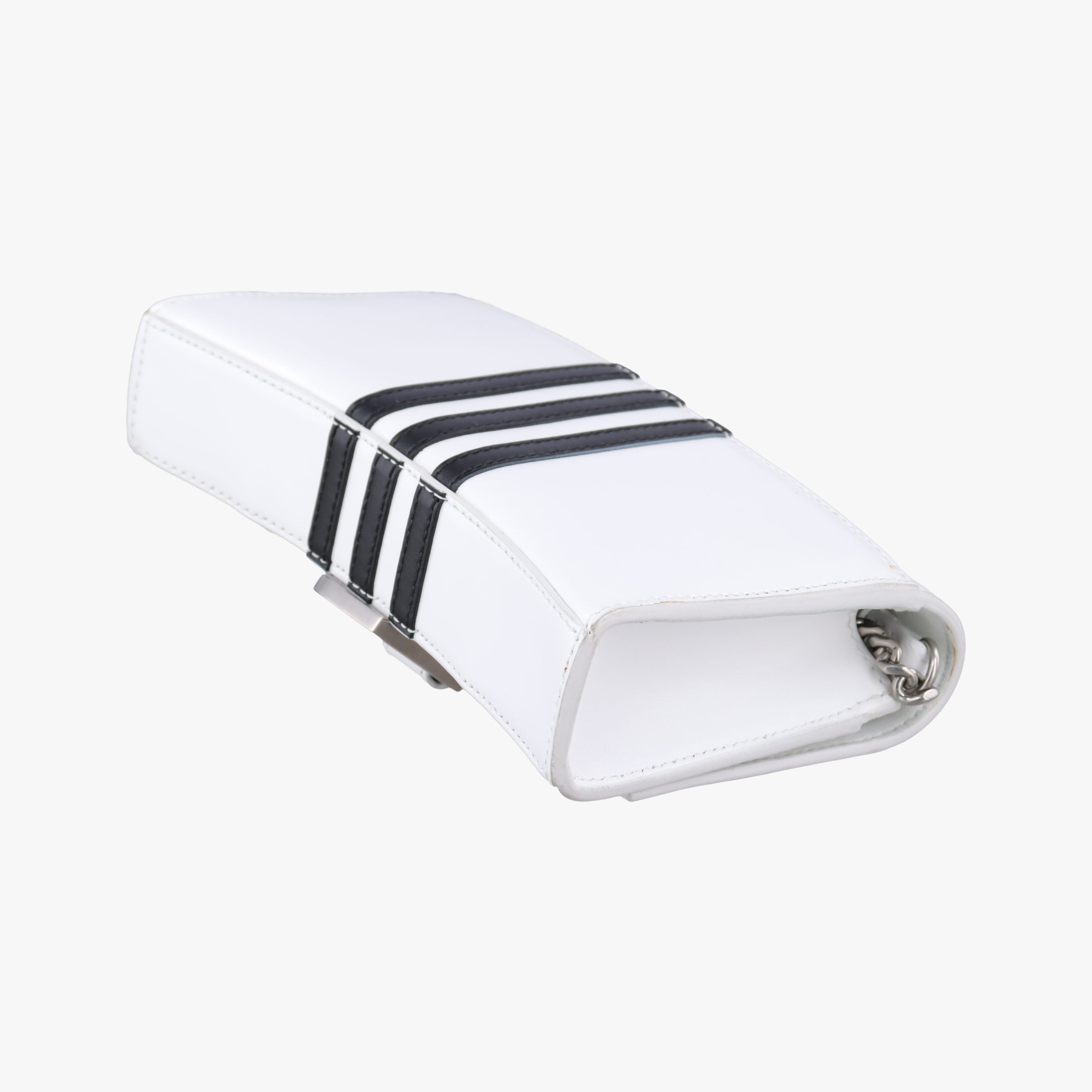 Pre-owned Balenciaga Hourglass adidas White x black Leather  shoulderbag | stylenewstar
