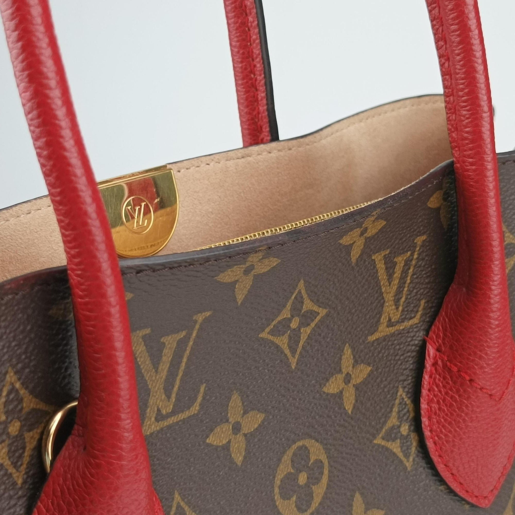 Pre-owned Louis Vuitton FLANDRIN Brown×CERISE Monogram Canvas×calf leather M41596 handbag | stylenewstar