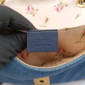 Pre-owned Gucci GG Marmont Blue Denim 446744 shoulderbag | stylenewstar