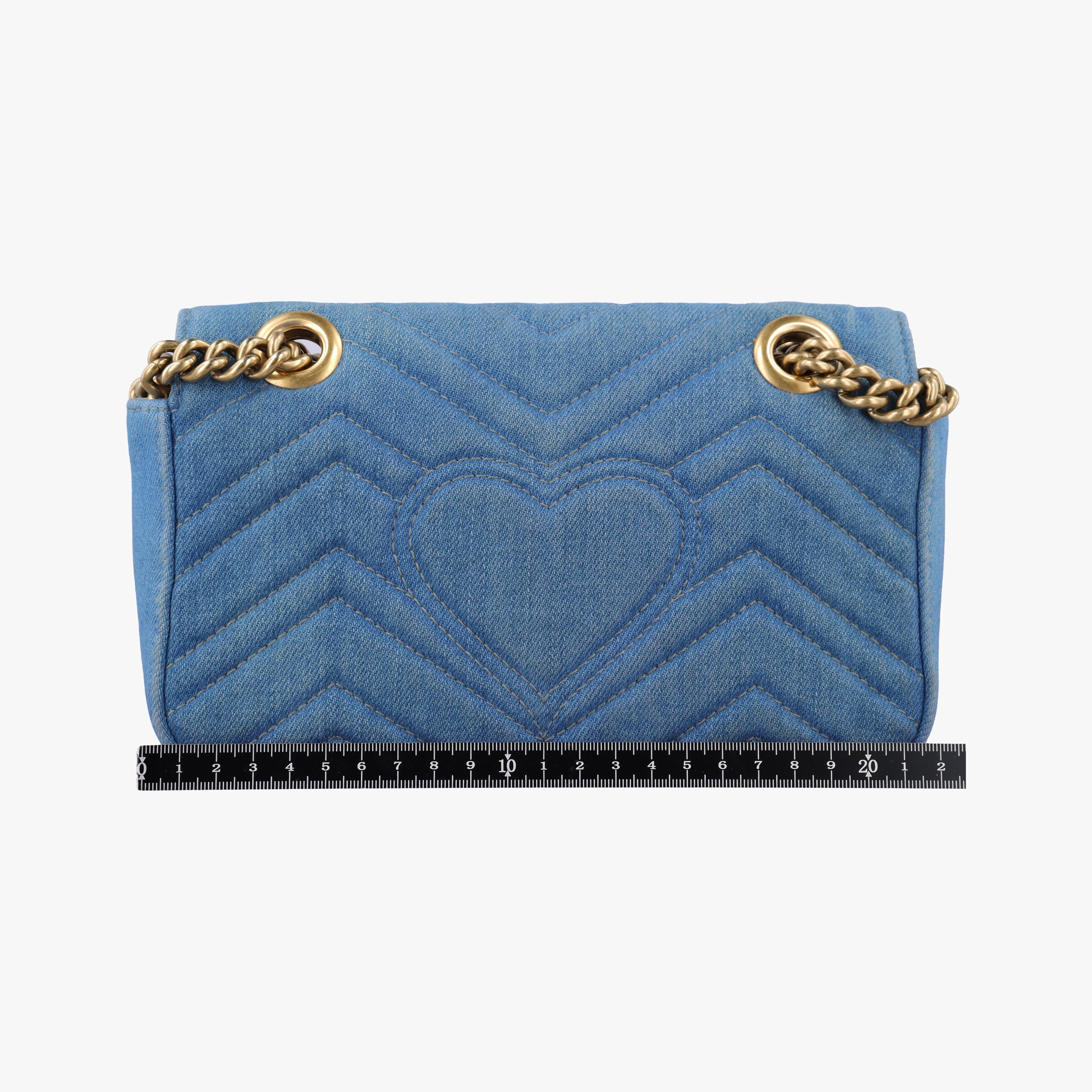 Pre-owned Gucci GG Marmont Blue Denim 446744 shoulderbag | stylenewstar