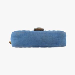 Pre-owned Gucci GG Marmont Blue Denim 446744 shoulderbag | stylenewstar