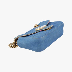 Pre-owned Gucci GG Marmont Blue Denim 446744 shoulderbag | stylenewstar
