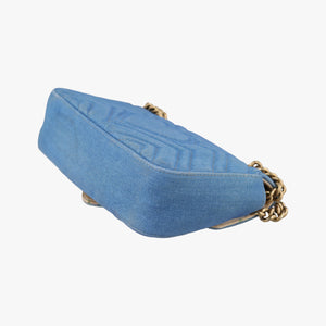 Pre-owned Gucci GG Marmont Blue Denim 446744 shoulderbag | stylenewstar