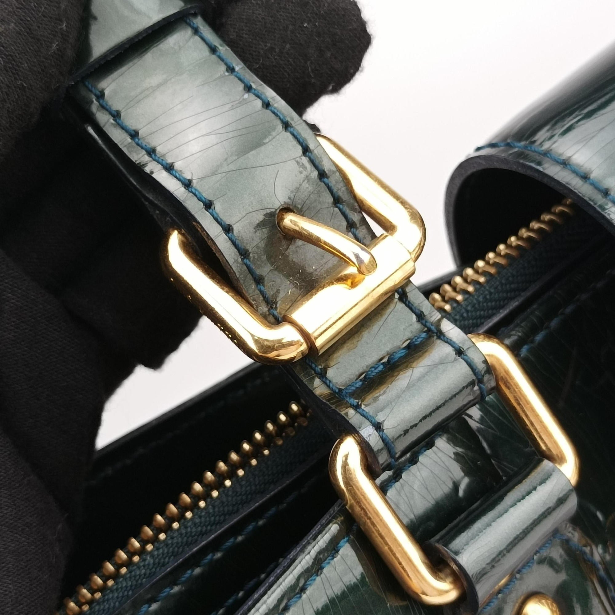 Pre-owned Louis Vuitton MELROSE AVENUE Bleu Nuit Vernis M93756 handbag | stylenewstar