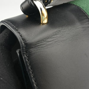 Pre-owned Gucci Sylvie Black×green×red Leather 421882 shoulderbag | stylenewstar