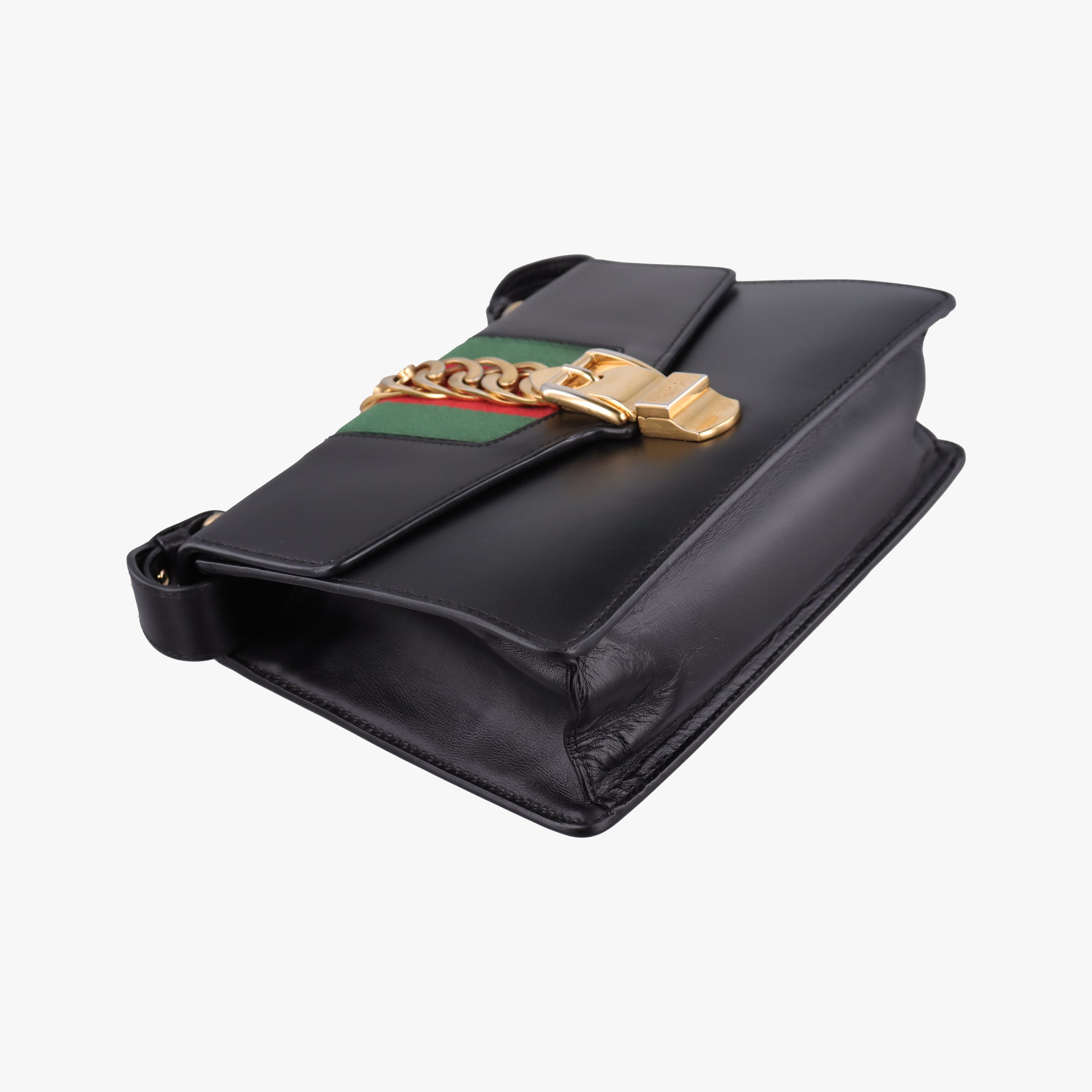 Pre-owned Gucci Sylvie Black×green×red Leather 421882 shoulderbag | stylenewstar