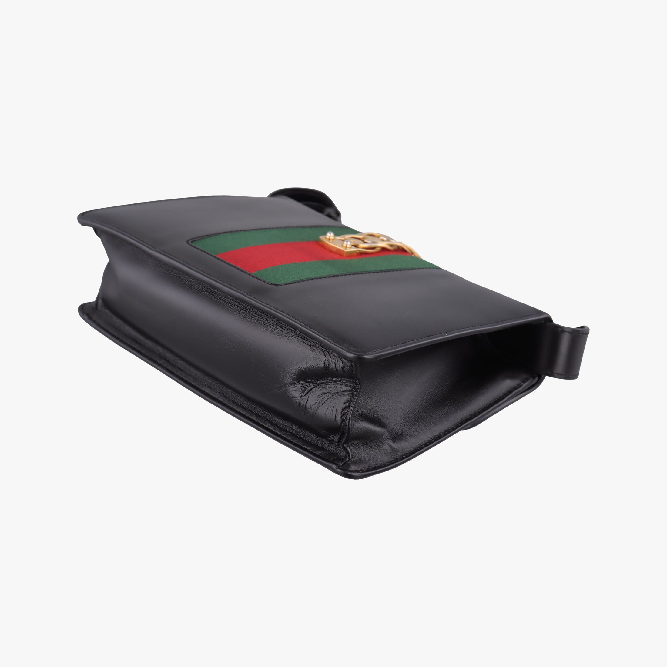 Pre-owned Gucci Sylvie Black×green×red Leather 421882 shoulderbag | stylenewstar