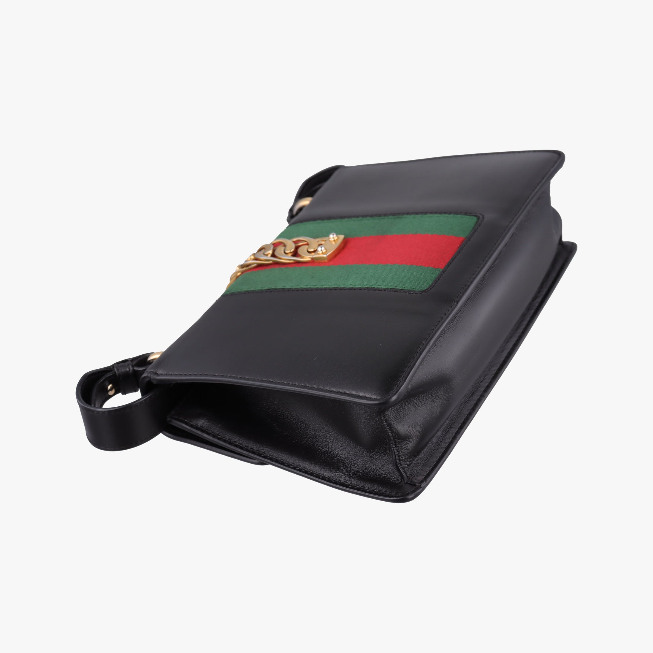 Pre-owned Gucci Sylvie Black×green×red Leather 421882 shoulderbag | stylenewstar