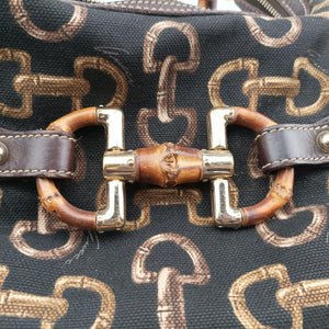 Pre-owned Gucci Amalfi bamboo Brown Canvas×Leather 154378 handbag | stylenewstar