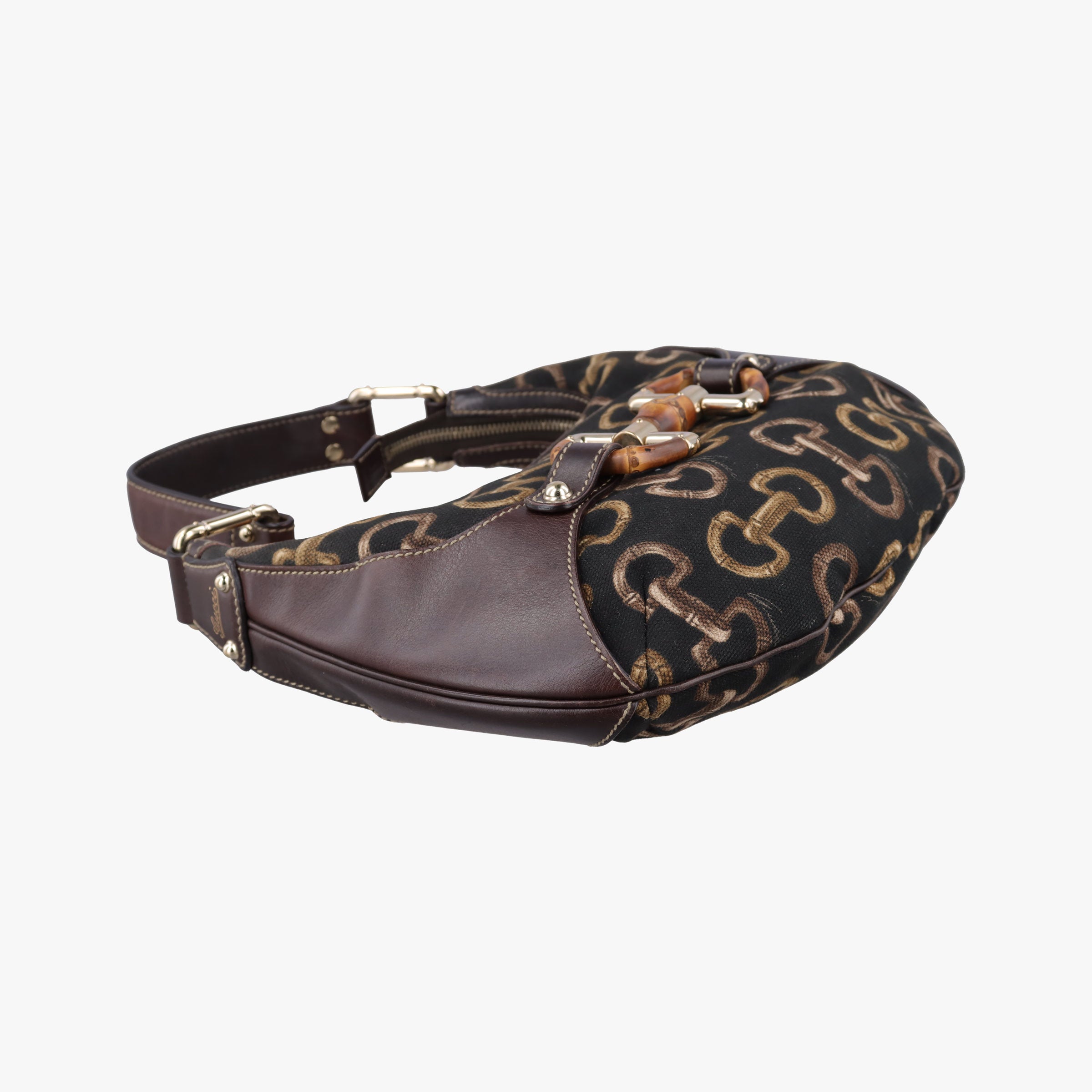Pre-owned Gucci Amalfi bamboo Brown Canvas×Leather 154378 handbag | stylenewstar