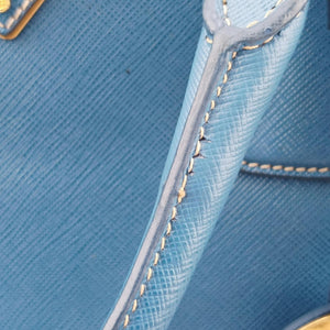 Pre-owned Prada Paradigme Lucido Tote Top Handle Blue SAFFIANO Leather BN2254 handbag | stylenewstar