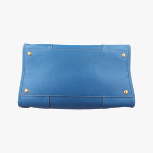 Pre-owned Prada Paradigme Lucido Tote Top Handle Blue SAFFIANO Leather BN2254 handbag | stylenewstar
