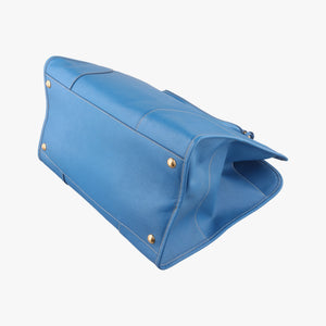 Pre-owned Prada Paradigme Lucido Tote Top Handle Blue SAFFIANO Leather BN2254 handbag | stylenewstar