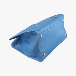 Pre-owned Prada Paradigme Lucido Tote Top Handle Blue SAFFIANO Leather BN2254 handbag | stylenewstar