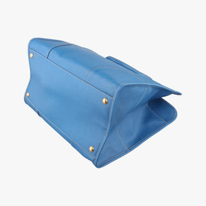 Pre-owned Prada Paradigme Lucido Tote Top Handle Blue SAFFIANO Leather BN2254 handbag | stylenewstar