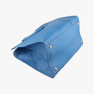 Pre-owned Prada Paradigme Lucido Tote Top Handle Blue SAFFIANO Leather BN2254 handbag | stylenewstar