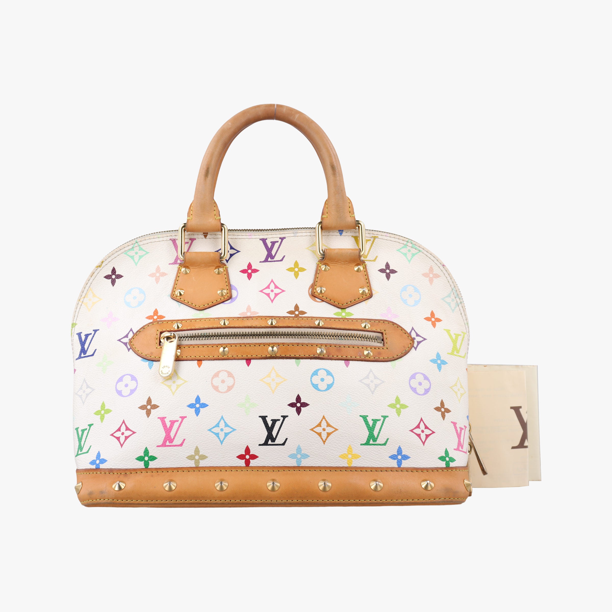 Pre-owned Louis Vuitton Alma PM white Monogram Multicolor M92647 handbag | stylenewstar