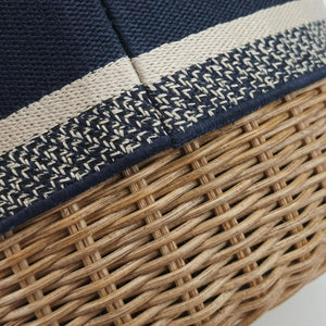 Pre-owned Christian Dior Wicker Basket Beige×navy Natural wicker×Dior oblique jacquard  shoulderbag | stylenewstar