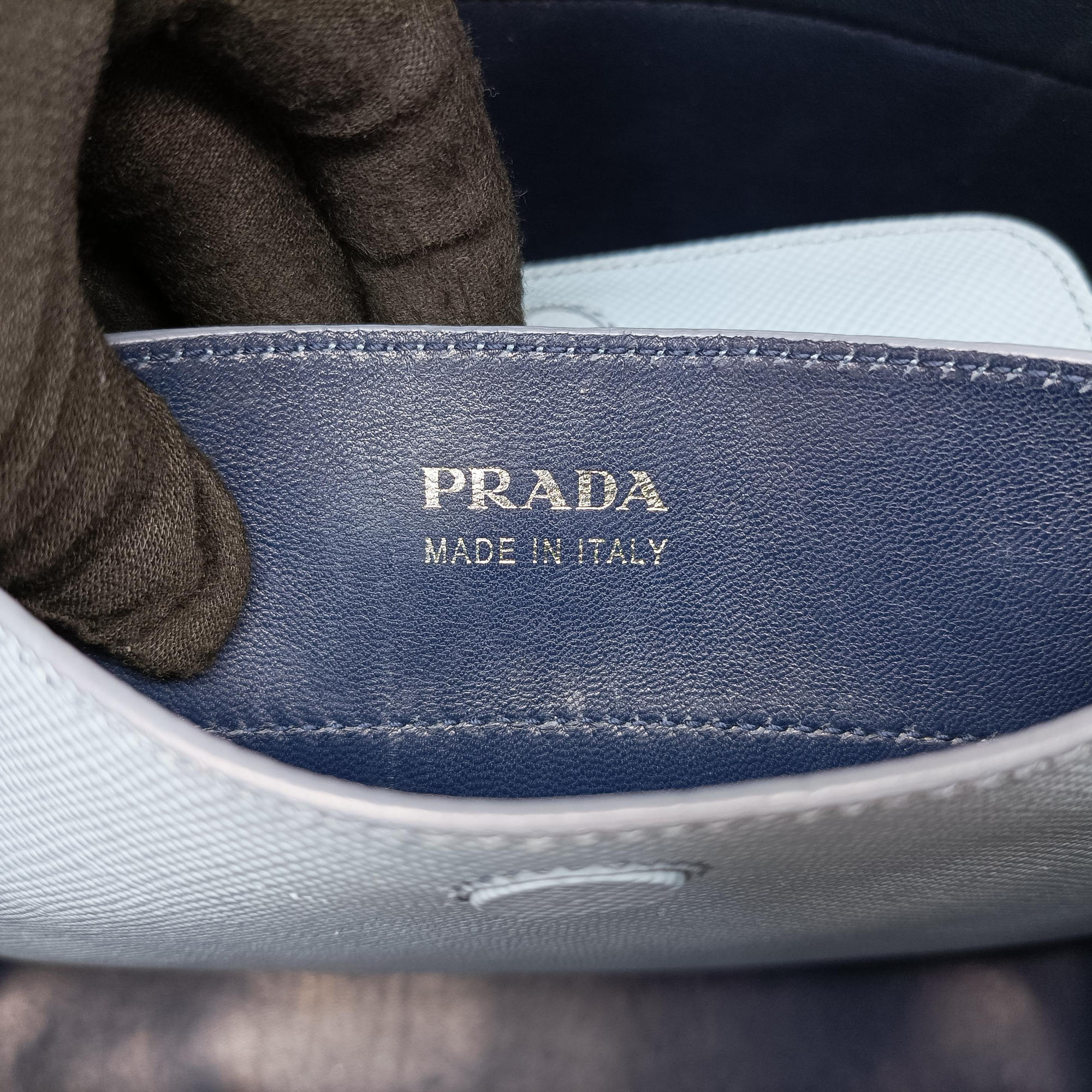 Pre-owned Prada Half Flap Double Turn Lock Blue SAFFIANO Leather BN2821 shoulderbag | stylenewstar