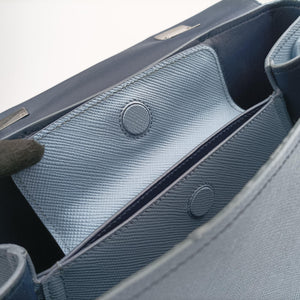 Pre-owned Prada Half Flap Double Turn Lock Blue SAFFIANO Leather BN2821 shoulderbag | stylenewstar