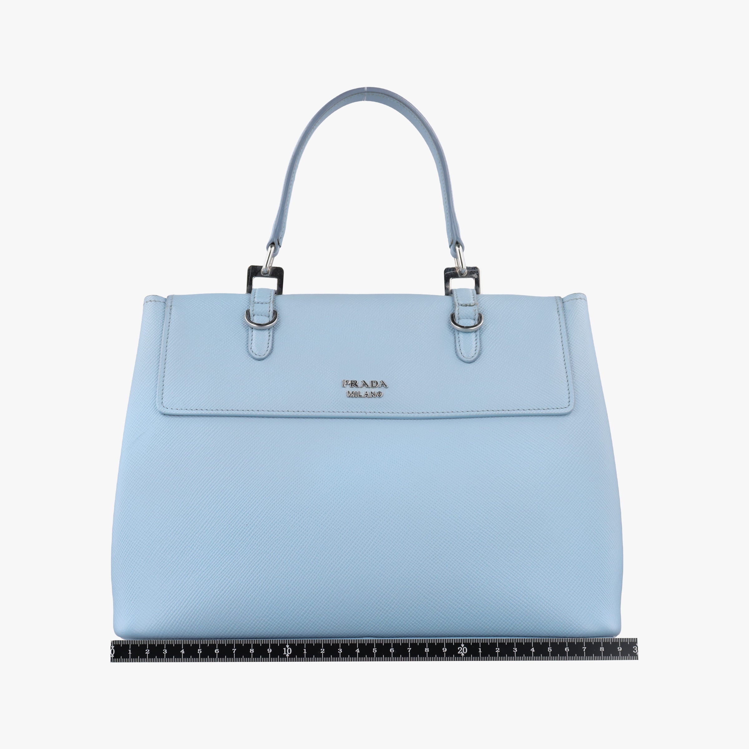 Pre-owned Prada Half Flap Double Turn Lock Blue SAFFIANO Leather BN2821 shoulderbag | stylenewstar