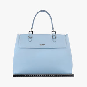 Pre-owned Prada Half Flap Double Turn Lock Blue SAFFIANO Leather BN2821 shoulderbag | stylenewstar