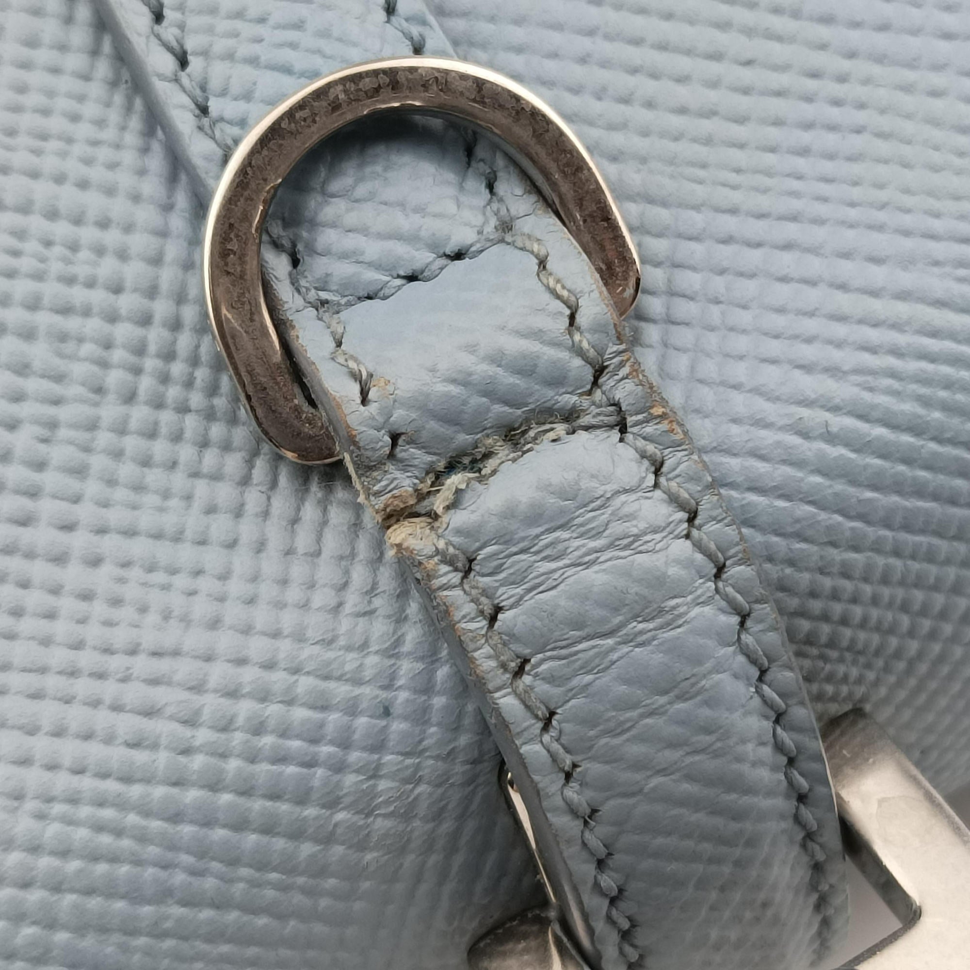 Pre-owned Prada Half Flap Double Turn Lock Blue SAFFIANO Leather BN2821 shoulderbag | stylenewstar