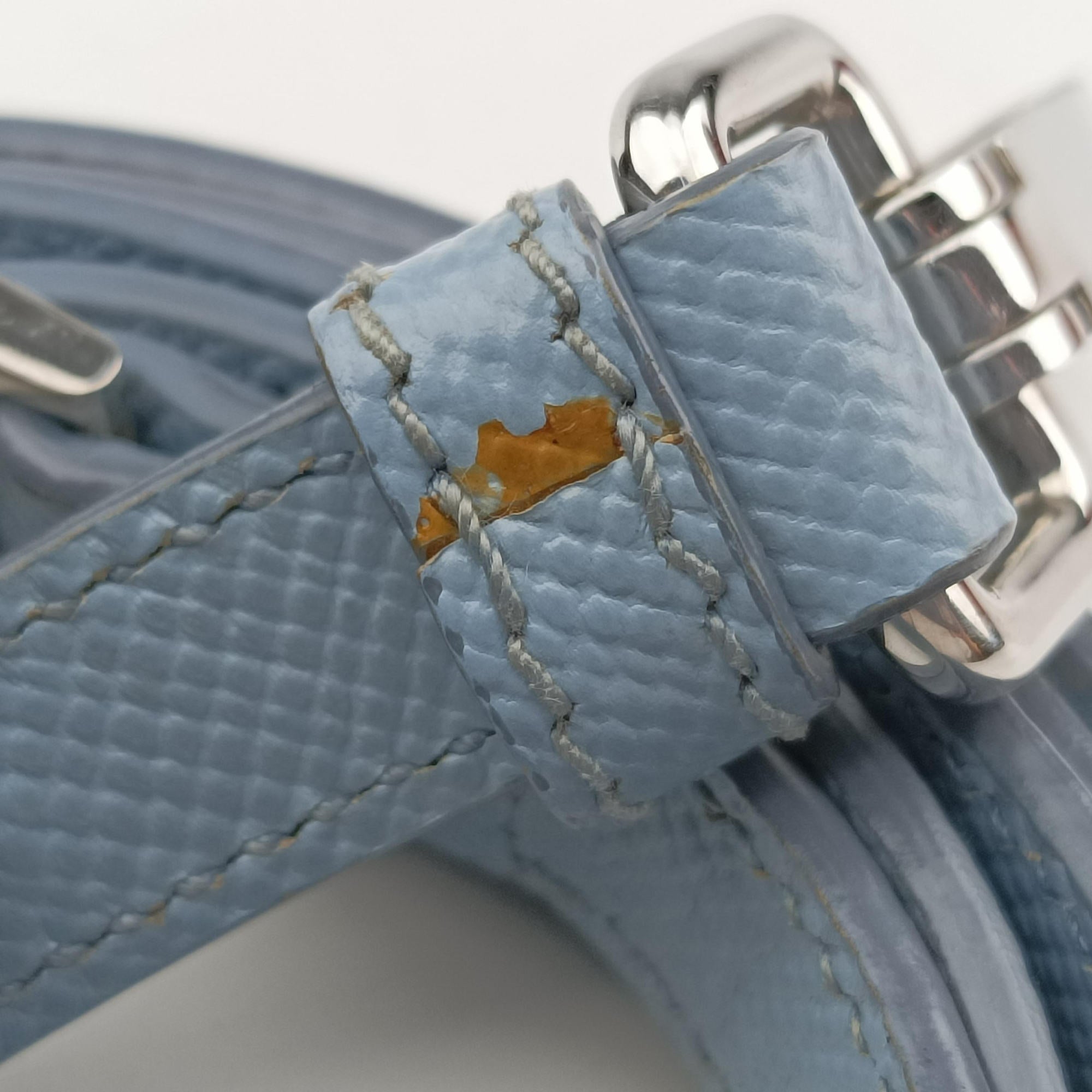 Pre-owned Prada Half Flap Double Turn Lock Blue SAFFIANO Leather BN2821 shoulderbag | stylenewstar