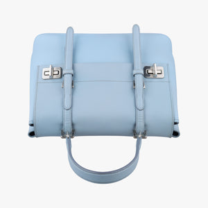Pre-owned Prada Half Flap Double Turn Lock Blue SAFFIANO Leather BN2821 shoulderbag | stylenewstar