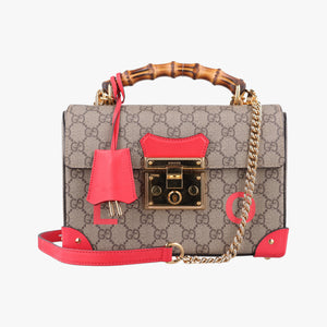Vintage Gucci GG flora Padlock Bamboo Brown × Red PVC coated canvas×leather 603221 shoulderbag | stylenewstar