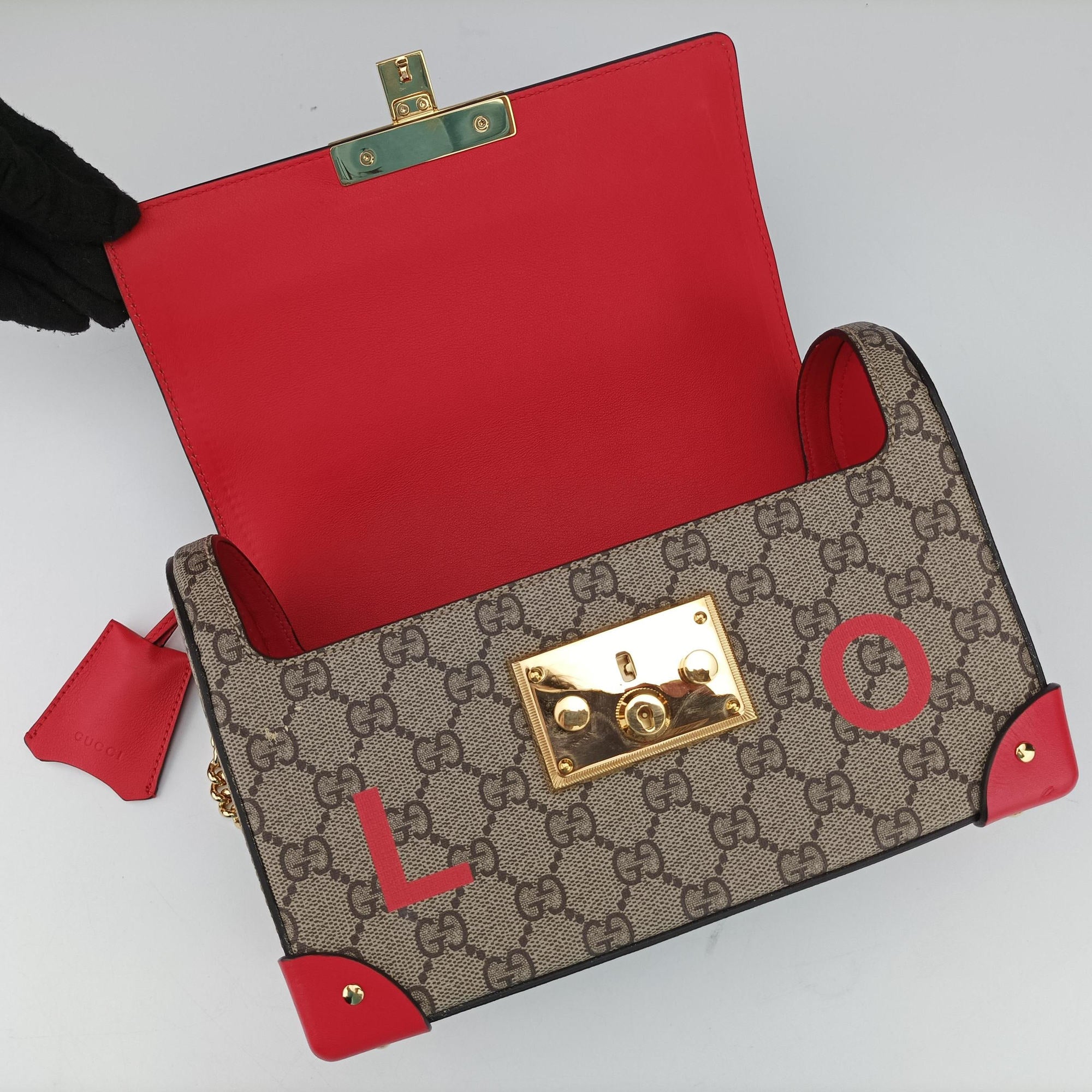Vintage Gucci GG flora Padlock Bamboo Brown × Red PVC coated canvas×leather 603221 shoulderbag | stylenewstar