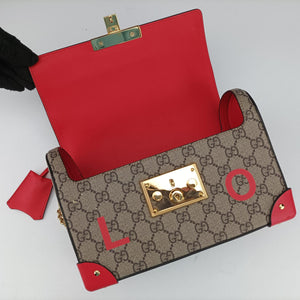 Vintage Gucci GG flora Padlock Bamboo Brown × Red PVC coated canvas×leather 603221 shoulderbag | stylenewstar