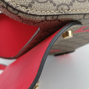 Vintage Gucci GG flora Padlock Bamboo Brown × Red PVC coated canvas×leather 603221 shoulderbag | stylenewstar