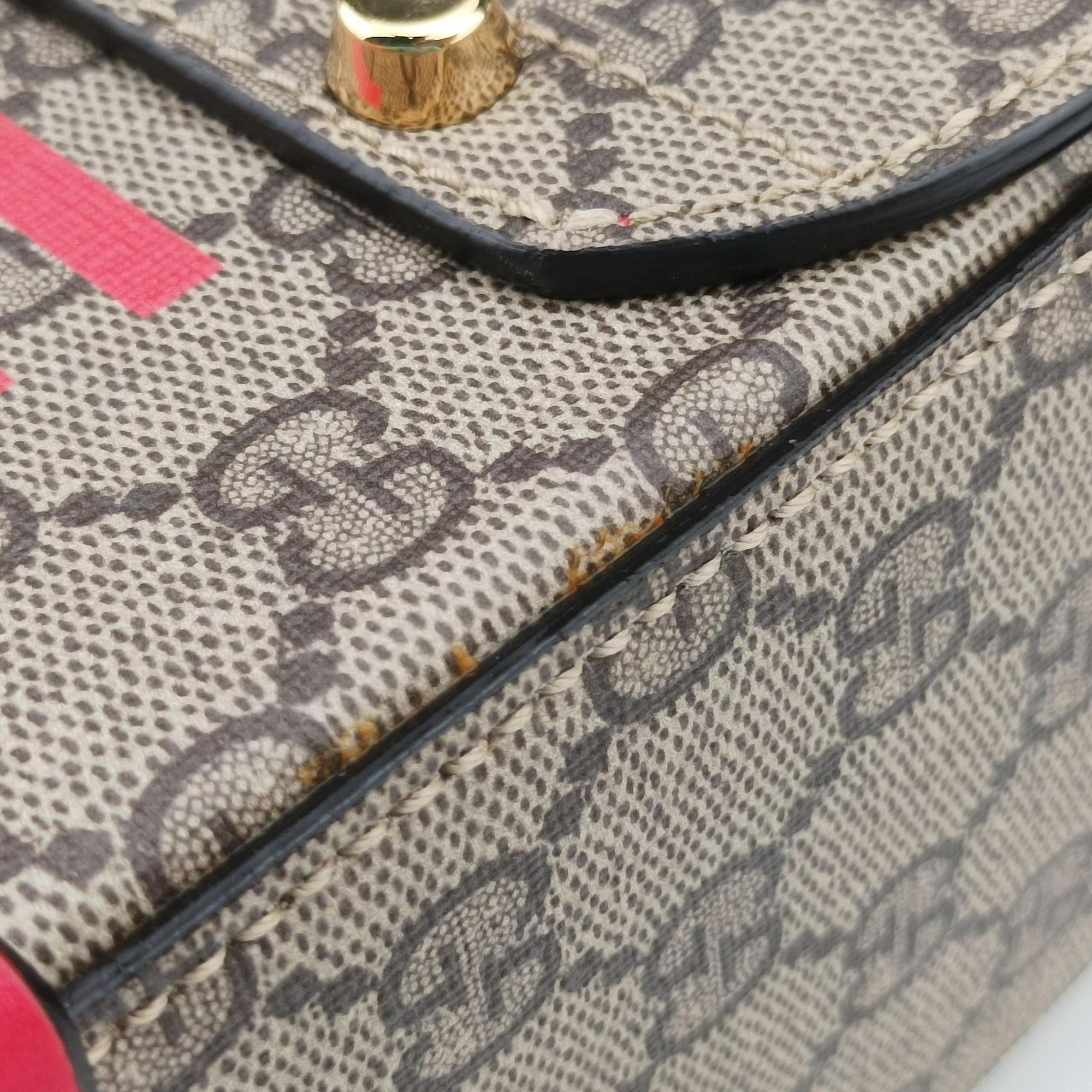 Vintage Gucci GG flora Padlock Bamboo Brown × Red PVC coated canvas×leather 603221 shoulderbag | stylenewstar