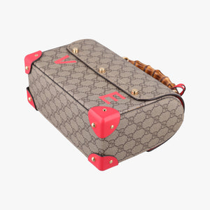 Vintage Gucci GG flora Padlock Bamboo Brown × Red PVC coated canvas×leather 603221 shoulderbag | stylenewstar