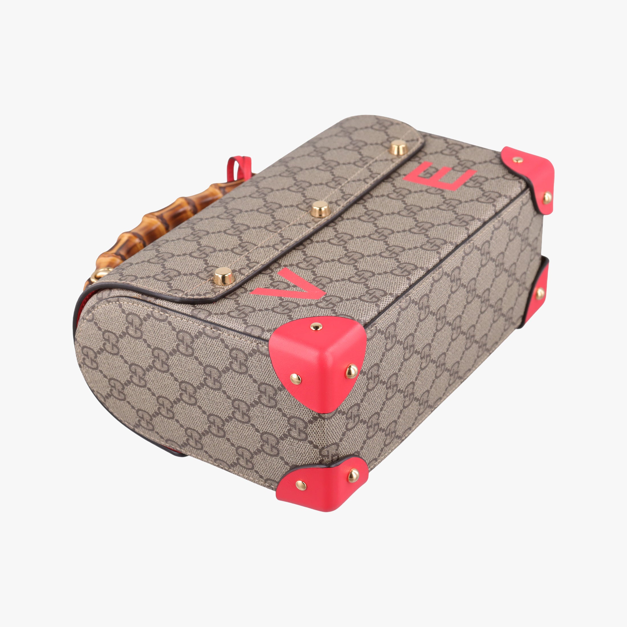 Vintage Gucci GG flora Padlock Bamboo Brown × Red PVC coated canvas×leather 603221 shoulderbag | stylenewstar
