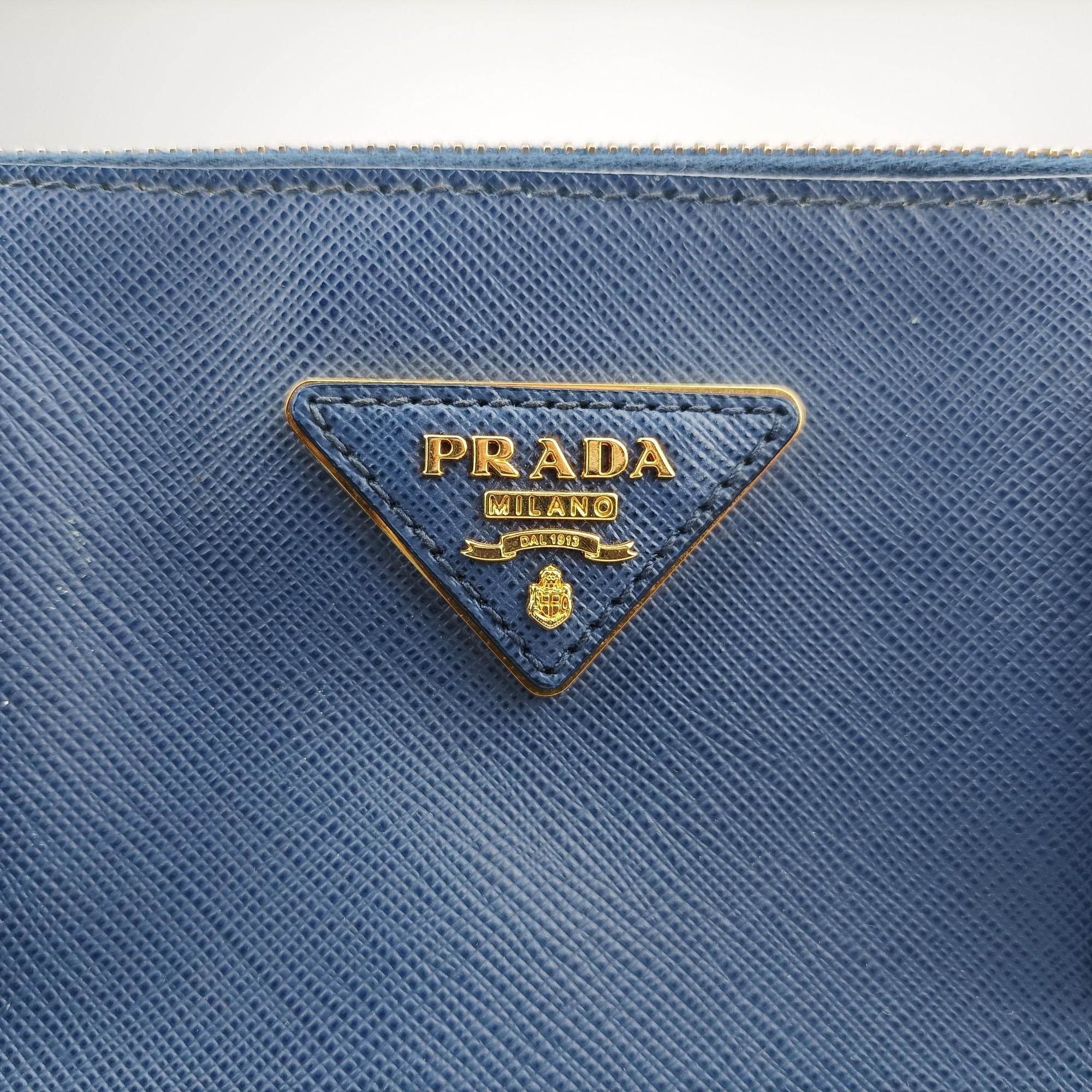 Pre-owned Prada Galleria Blue SAFFIANO Leather BN1786 handbag | stylenewstar