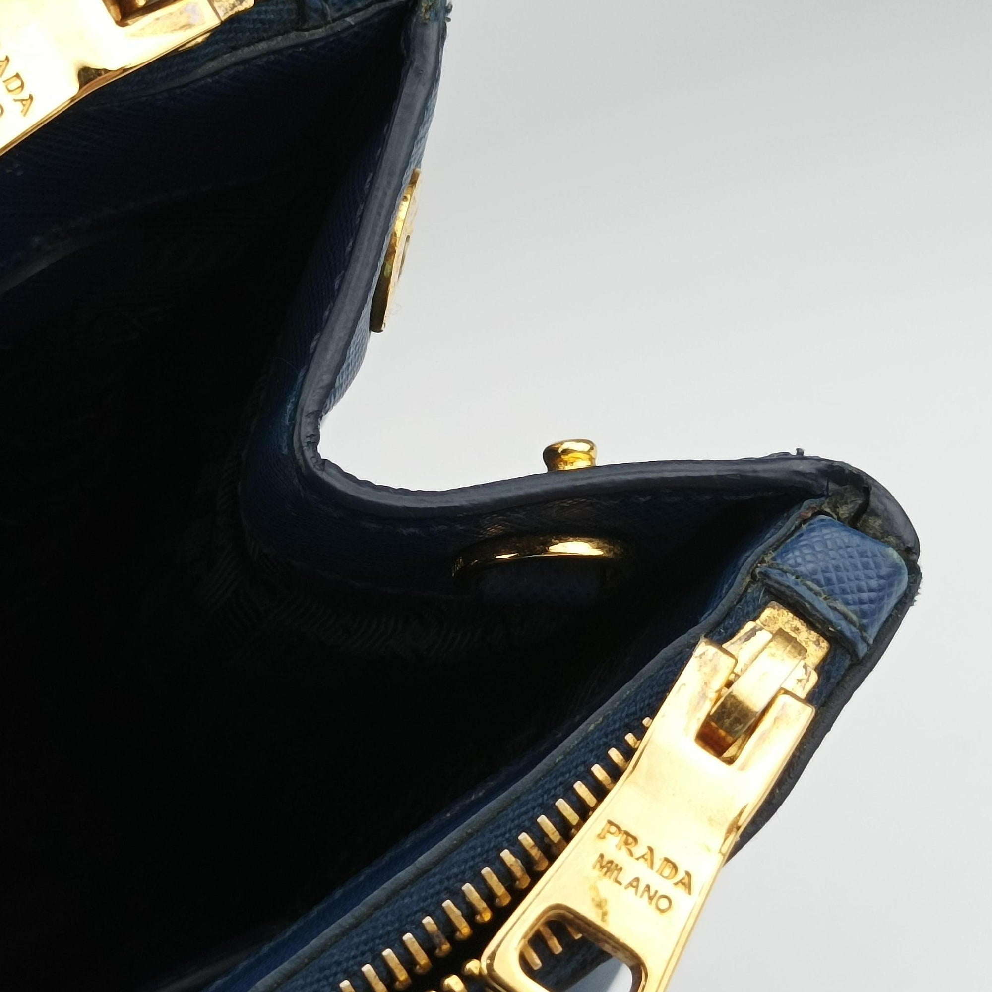 Pre-owned Prada Galleria Blue SAFFIANO Leather BN1786 handbag | stylenewstar