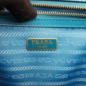 Pre-owned Prada Turn lock Chevron Impunture Autre Cuir Blue Leather  shoulderbag | stylenewstar