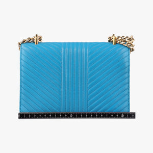 Pre-owned Prada Turn lock Chevron Impunture Autre Cuir Blue Leather  shoulderbag | stylenewstar