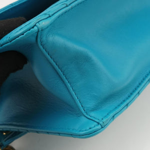 Pre-owned Prada Turn lock Chevron Impunture Autre Cuir Blue Leather  shoulderbag | stylenewstar