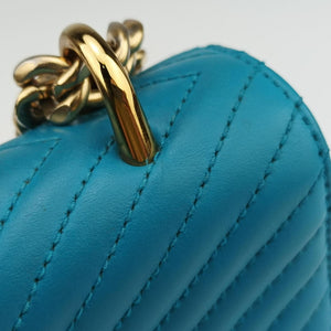 Pre-owned Prada Turn lock Chevron Impunture Autre Cuir Blue Leather  shoulderbag | stylenewstar