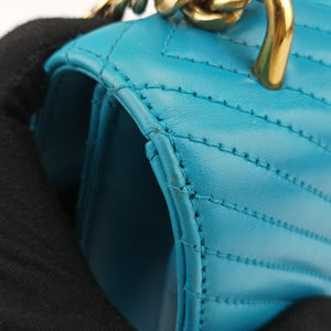 Pre-owned Prada Turn lock Chevron Impunture Autre Cuir Blue Leather  shoulderbag | stylenewstar